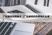 广东麻将风牌顺子（广东麻将的风牌有什么用）