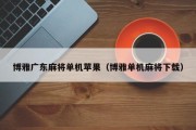 博雅广东麻将单机苹果（博雅单机麻将下载）