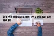 新手电子游戏解说员培训（电子竞技解说员培养机制）
